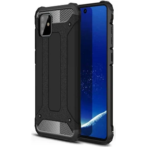 noktaks - Samsung Galaxy A81 (Note 10 Lite) - Kılıf Çift Katman Zırh Tank Crash Military Kapak - Siyah - T11326