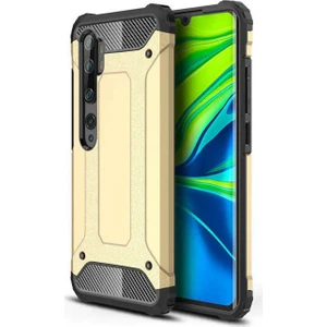 - Xiaomi Mi Note 10 - Kılıf Çift Katman Zırh Tank Crash Military Kapak - Gold - T10875