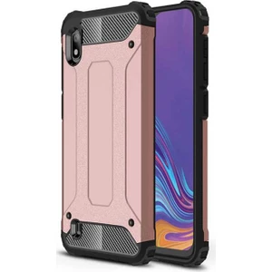 - Samsung Galaxy A10 - Kılıf Çift Katman Zırh Tank Crash Military Kapak - Rose Gold - T7953