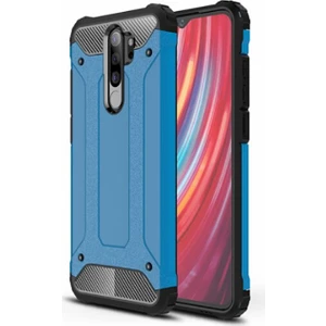 noktaks - Xiaomi Redmi Note 8 Pro - Kılıf Çift Katman Zırh Tank Crash Military Kapak - Mavi - T10071