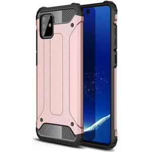 noktaks - Samsung Galaxy A81 (Note 10 Lite) - Kılıf Çift Katman Zırh Tank Crash Military Kapak - Rose Gold - T11326