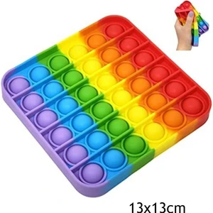 Push Pop Bubble Popit Silikon Stress Oyuncağı Pop It Gökkuşağı Renk Kare Push Pop Bubble Fidget Tiktok 13 x 13 cm