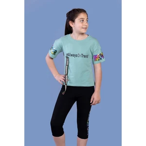 Toontoy Kids Toontoy Kız Çocuk Şerit Detaylı Renkli Baskılı Taytlı Takım