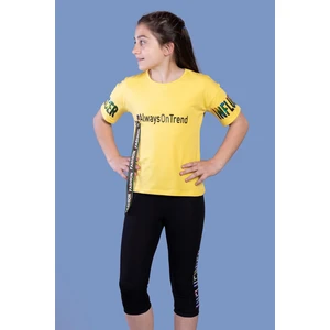 Toontoy Kids Toontoy Kız Çocuk Şerit Detaylı Renkli Baskılı Taytlı Takım