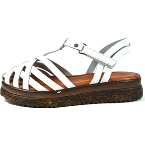 Beyaz Deri Kız Çocuk Bodrum Gladyatör Bodrum Sandalet