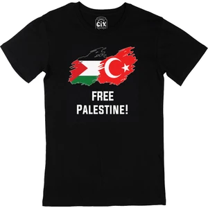 Free Palestine Siyah Tişört