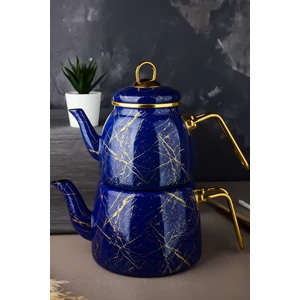 Elite Class Lacivert Kırık Mermer Çaydanlık