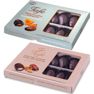Çikolata Kaplı Bademli ve Portakallı Hurma 120 gr x 2 Li Paket