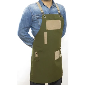 Özel Tasarım Barista Ahşap Seramik Kuaför Önlük 06 Ghiberti Yesil Bej