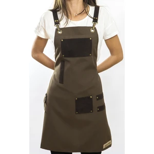 Özel Tasarım Barista Ahşap Seramik Kuaför Önlük 06B Ghiberti Kahve
