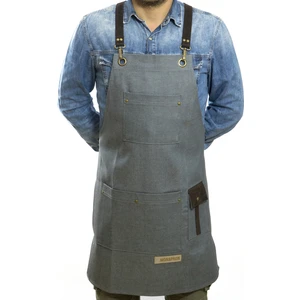 Özel Tasarım Barista Ahşap Seramik Kuaför Önlük 13 Mantegna Denim