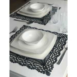 Petek Desen Anglez Kordone Nakışlı Tül Supla 6 Lı Takım