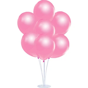 Süsle Bebek ve Parti Balon Standlı, 7 Adet - Metalik Pembe Balon