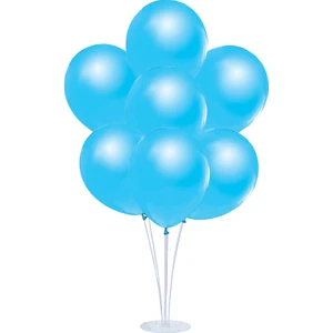 Süsle Bebek ve Parti Balon Standlı, 7 Adet - Metalik Mavi Balon