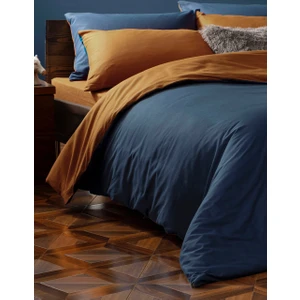 Sefaoğlu Tekstil Çift Kişilik, Çift Yönlü, Nevresim Set, Poplin Kumaş, Kremit-Indigo Mavi