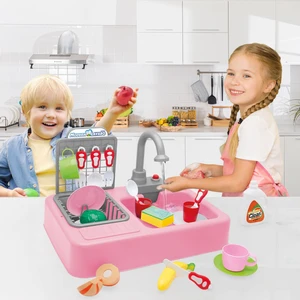 Oyuncak Modern Mutfak Çeşmeli Lavabo Set Mutfak Oyuncak Set