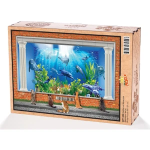 King of Puzzle Kediler ve Akvaryum Ahşap Puzzle 2000 Parça