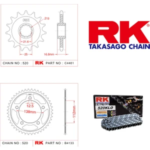 Honda NC 750 X ABS Rk Zincir Dişli Set 520 KLO O-Ring 17/43T (2014-2016)