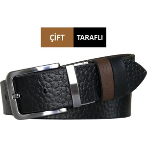 Çift Taraflı 4 cm Deri Kemer; Siyah, Kahverengi