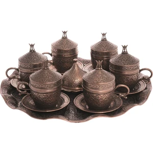 Bazaar 4 Osmanlı Şehzade Nescafe Fincan Seti 6 Kişilik Antik Bakır