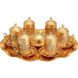 Bazaar 4 Osmanlı Motifli Sultan Türk Kahvesi Seti 6 Kişilik - Sarı