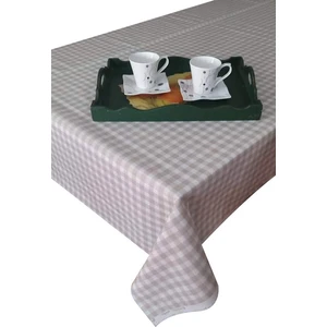 Ekselans Home Bej Kareli Dertsiz Leke Tutmaz Duck Kumaş Mutfak Masa Örtüsü