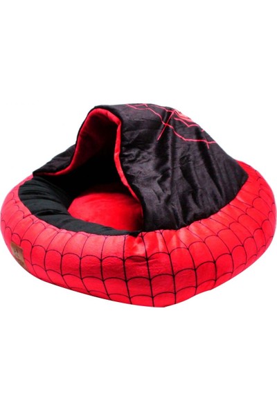 Spiderman Örümcek Ağı Şekilli Kedi Küçük Irk Köpek Yatağı 55 cm