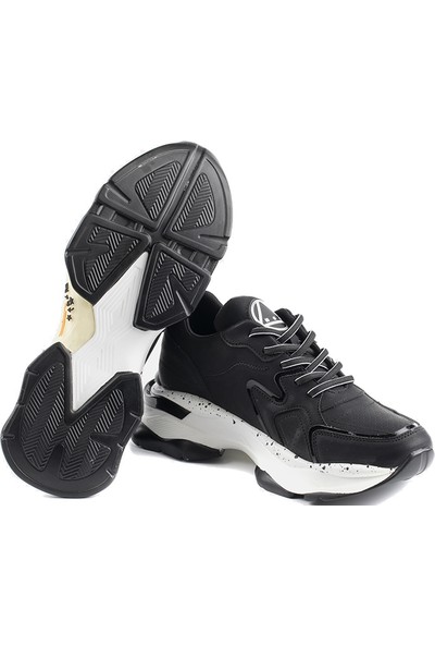 Marcomen Siyah Deri Detaylı Sneaker