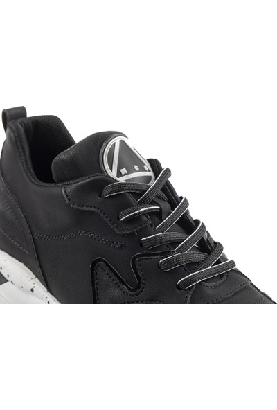 Marcomen Siyah Deri Detaylı Sneaker