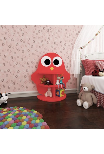 webkapinda Webkapinda çocuk Odası Kitaplık Dekoratif Raf Bebek Odası 3 Raflı Kırmızı Kitaplık