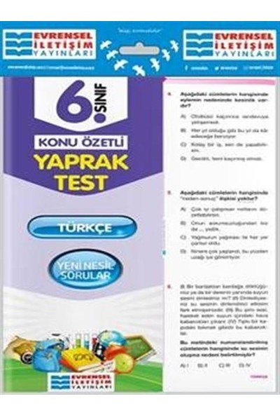 Evrensel 6. Sınıf Türkçe Yaprak Test