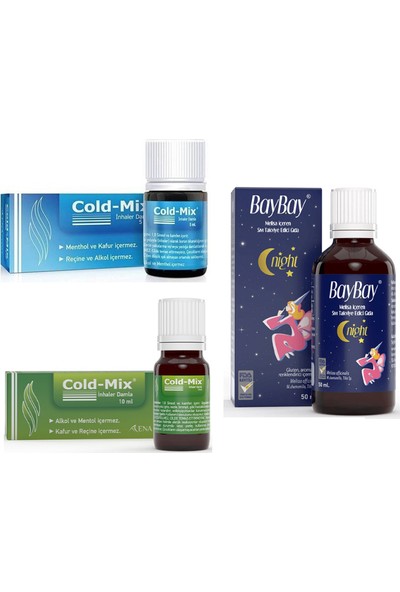 Cold-Mix Inhaler Damla 5 ml + 10 ml + Uyku Problemi Olan Çocuklar Için Baybay Night Damla 50 ml