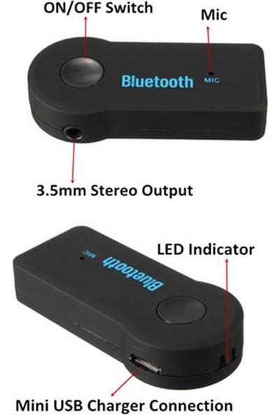 Wozlo Bluetooth Araç Kiti Handsfree Mp3 Çalar 3.5mm Aux Ses Müzik Alıcı