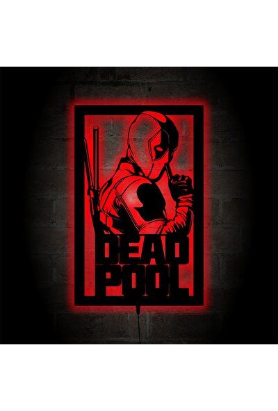 Lucarte Deadpool LED Işıklı Tablo Ahşap Duvar Dekoru