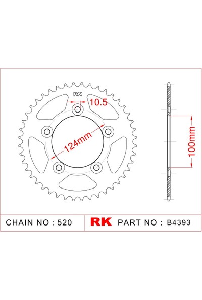 RK Ducati Scrambler Sıxty2 Rk Çelik Arka Dişli B4393-48(2016-2019)