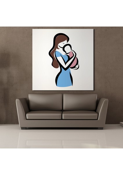 Bebeğini Kucağına Alan Anne 90X90CM
