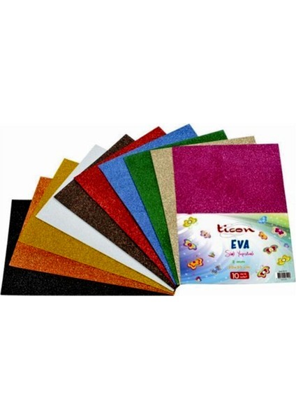 Simli Yapışkanlı Eva Karışık Renk 20 x 30 cm 10'lu x 10 Paket