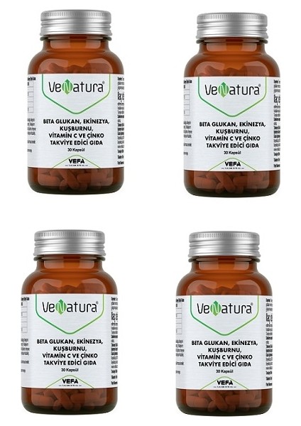 Beta Glukan, Ekinezya, Kuşburnu, Vitamin C ve Çinko 30 Kapsül X4 Adet