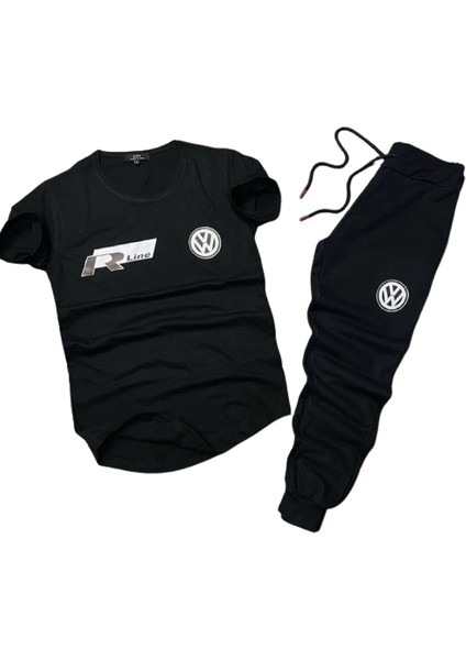 Dijital Baskılı Siyah Yuvarlak Yaka Çift Cep Dar Kesim Outdoor Kısa Kollu Yazlık Erkek Eşofman Takımı fiyatları