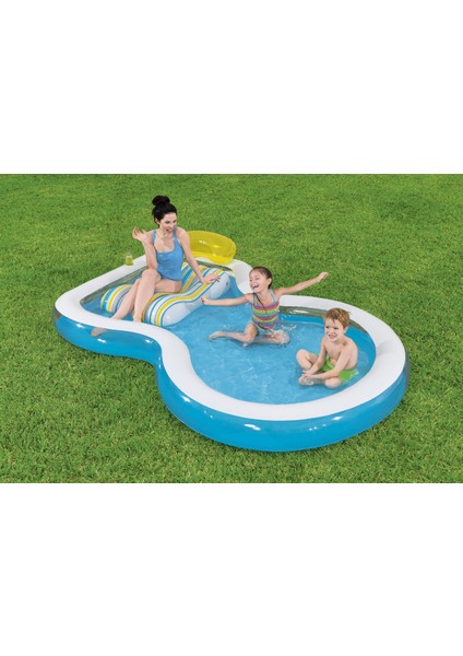 Büyük Boy Şişme Havuz Koltuklu- Deniz Yatağı 279X234X48 CM-54168-ŞEZLONG ve Bardaklıklı