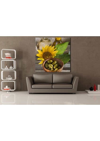 Yeşil Zeytin ve Ayçiçek 150 x 150 cm