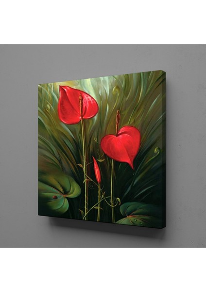 Antoryum Çiçeği Kanvas Tablo 120 x 120 cm