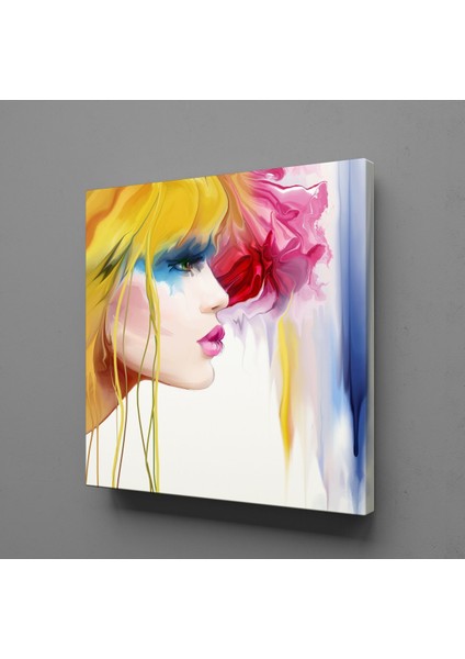 Sarı Saçlı Kız Temalı Kanvas Tablo 90 x 90 cm