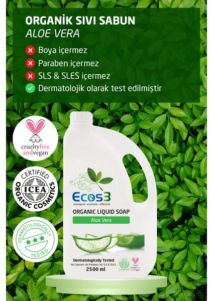 Avantajlı Sıvı Sabun Seti, Organik & Vegan Sertifikalı, Beyaz Manolya, Aloe Vera, 2 x 2500ml