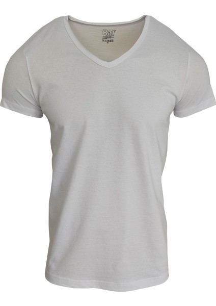 Basic Beyaz V Yaka Unisex Slim Fit T-Shirt