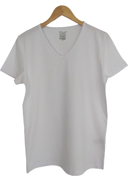 Basic Beyaz V Yaka Unisex Slim Fit T-Shirt fiyatları