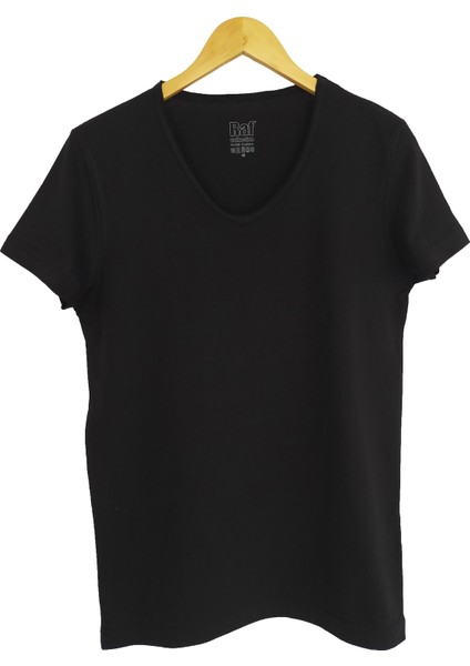 Basic Siyah V Yaka Unisex Slim Fit T-Shirt fiyatları