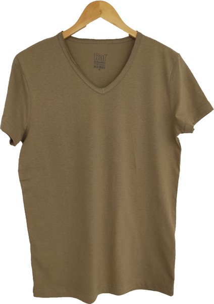 Basic Açık Haki V Yaka Unisex Slim Fit T-Shirt fiyatları