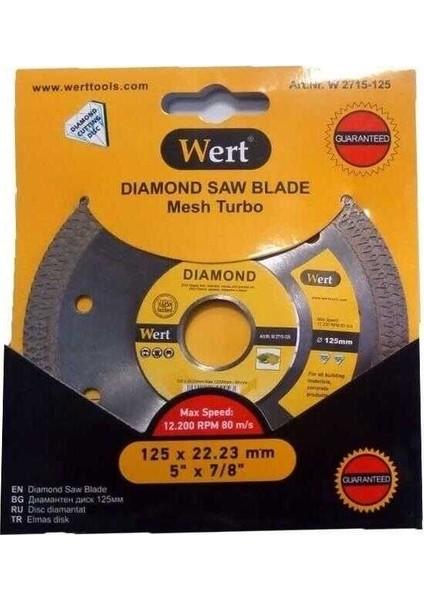 Wert 2715-125 Elmas Testere, Beton 125MM