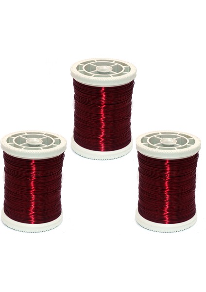 Bakır Tel 300 gr 450 mt Üç'lü Set Bordo